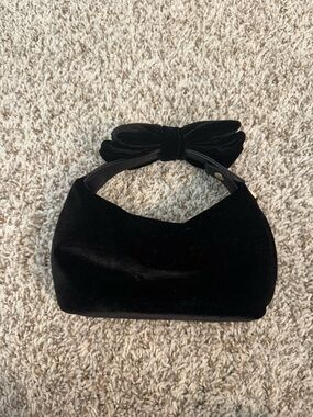 a new day Black Velvet Bow Shoulder Bag